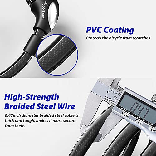 Sportneer 6ft Bike Cable Lock with Light