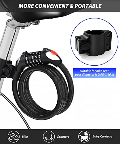 Sportneer 6ft Bike Cable Lock with Light