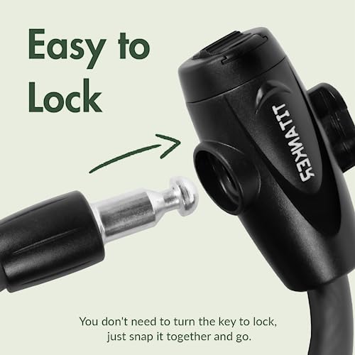 Titanker Bike Locks with Keys, Bike Lock Cable 4 Feet Coiled Secure Bike Cable Lock with Mounting Bracket, 1/2 Inch Diameter