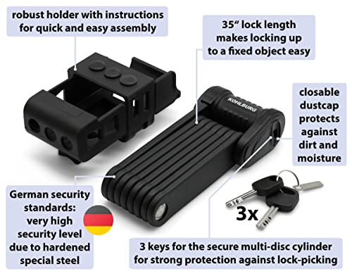 KOHLBURG 35" Foldable Bike Lock - High Security