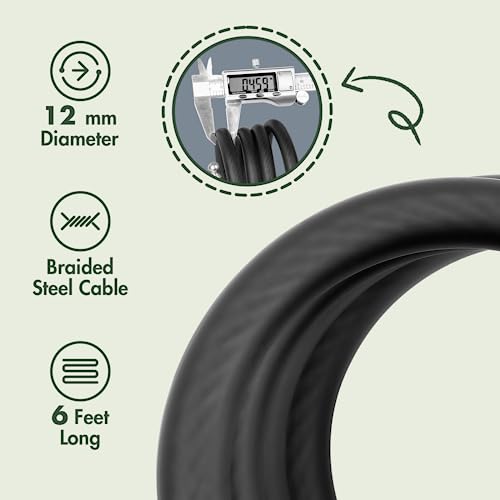 Titanker Bike Locks with Keys, Bike Lock Cable 4 Feet Coiled Secure Bike Cable Lock with Mounting Bracket, 1/2 Inch Diameter
