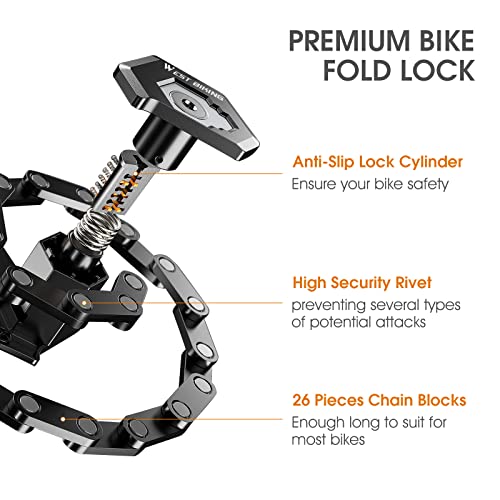 Heavy Duty Folding Bike Lock with Keys