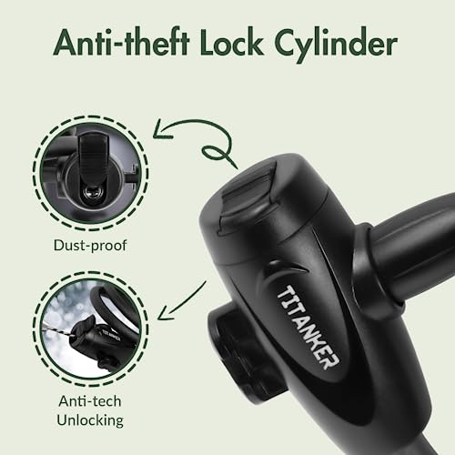 Titanker Bike Locks with Keys, Bike Lock Cable 4 Feet Coiled Secure Bike Cable Lock with Mounting Bracket, 1/2 Inch Diameter