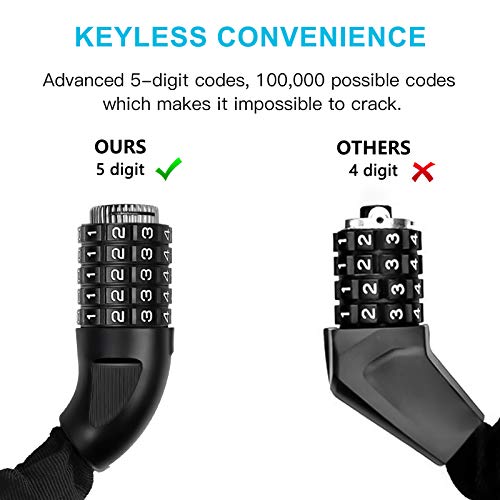 UBULLOX 5-Digit Bike Chain Lock - Black