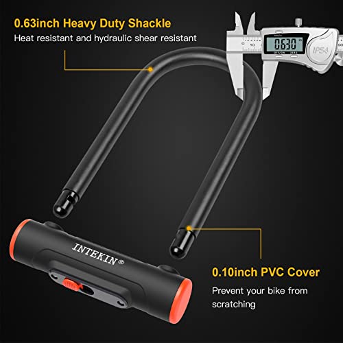 INTEKIN 16mm U Lock for Bicycle Heavy Duty with 3 Keys for Road/ Mountain Bikes