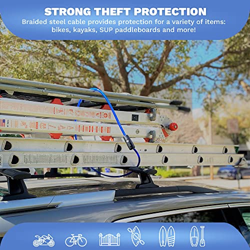 DocksLocks Anti-Theft Weatherproof Straight Security Cable with Key Lock for Kayaks, Bicycles, Paddleboards, Equipment and More 10ft