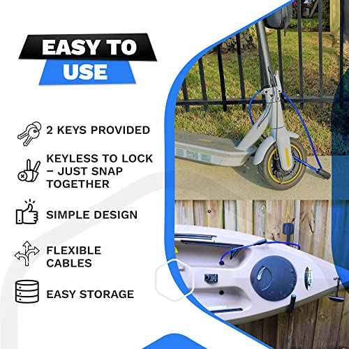 DocksLocks Anti-Theft Weatherproof Straight Security Cable with Key Lock for Kayaks, Bicycles, Paddleboards, Equipment and More 10ft