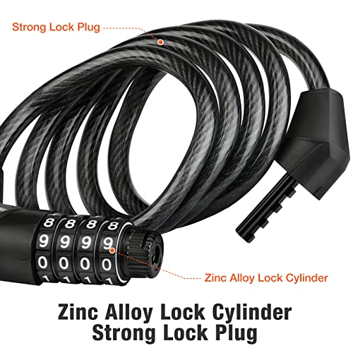 ValueMax 4FT Cable Bike Lock, 4 Digit Resettable Combination Codes, with Secure Mount Bracket, for Bicycle/Scooter/Glass Door