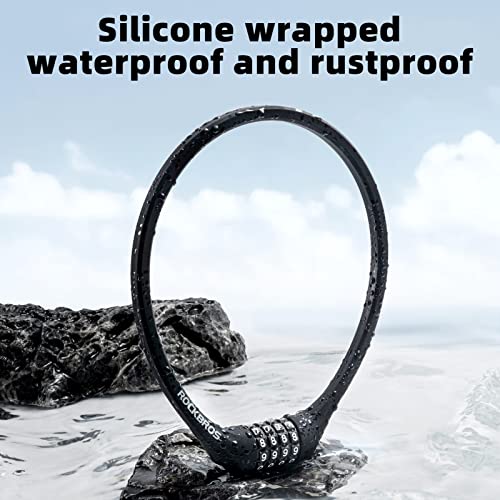 ROCKBROS Bike Lock Cable Locks with Combination Anti Theft 4 Digit Combination Bike Lock Lightweight Bicycle Lock Silicone Cable Lock 1.83 Feet