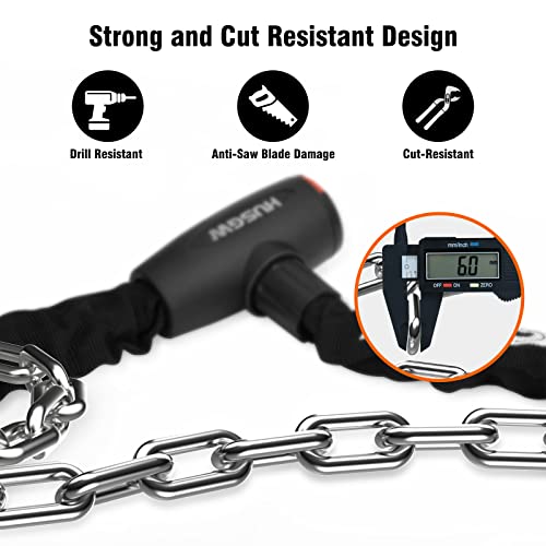 Husgw Bike Chain Locks, Bicycle Combination Lock,47 inch Anti-Theft Bicycle Chain Lock with Keys Lock Chain for Bike, Motorcycle, Bicycle, Door, Gate, Fence, Grill (Medium)