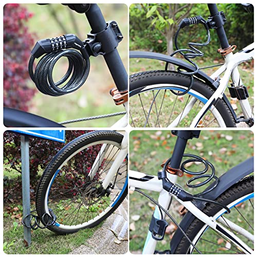 ValueMax 4FT Cable Bike Lock, 4 Digit Resettable Combination Codes, with Secure Mount Bracket, for Bicycle/Scooter/Glass Door