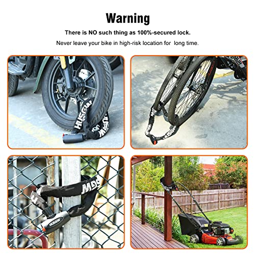 Husgw Bike Chain Locks, Bicycle Combination Lock,47 inch Anti-Theft Bicycle Chain Lock with Keys Lock Chain for Bike, Motorcycle, Bicycle, Door, Gate, Fence, Grill (Medium)