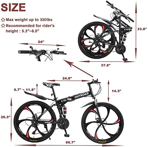 26-Inch Full Suspension Mountain Bike - 21 Speed