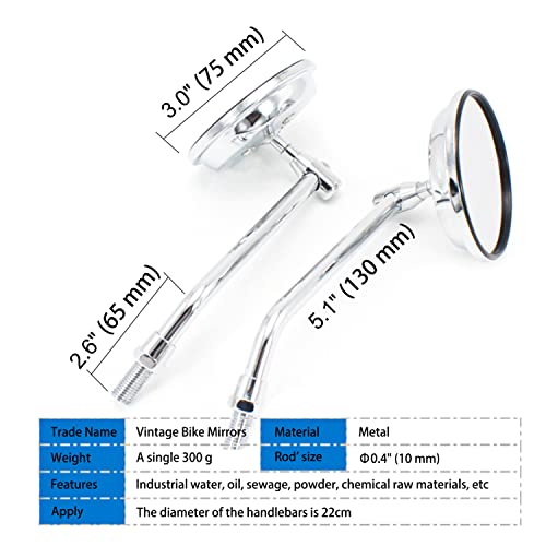 Vintage Metal Bike Mirror for Handlebars - Retro Design