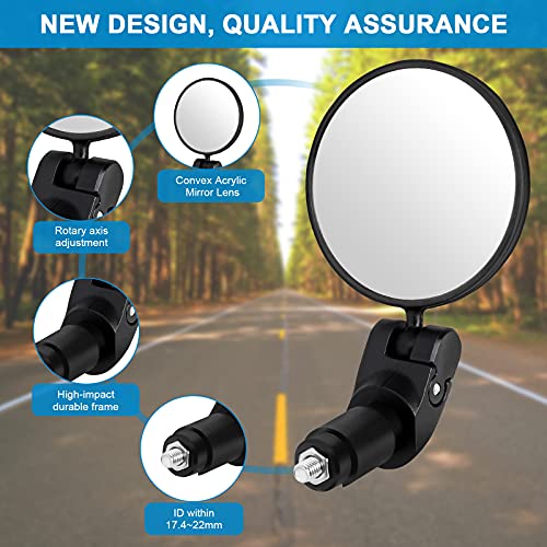2 Bar End Bike Mirrors - Adjustable and Rotatable