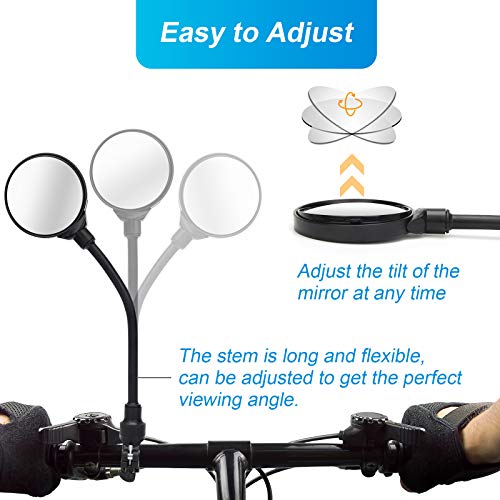 Adjustable Rear View Mirrors for Bicycles - 2 Pack