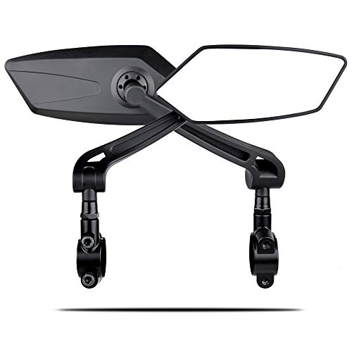 2021 New Blast-resistant Adjustable Bike Rearview Mirror with Large Lens,MTB Bicycle Mirror for Handlebars (BLACK, Left side)