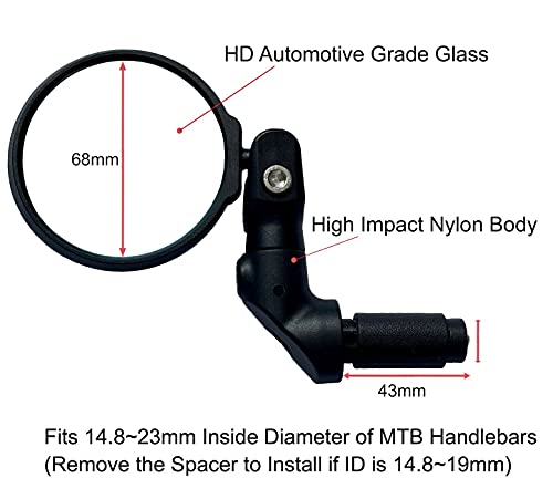 Hafny Multi-Adjustable Bike Mirror - Blast-Resistant Glass