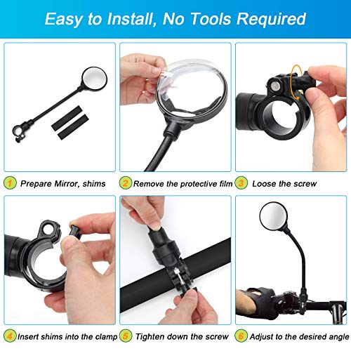 Adjustable Rear View Mirrors for Bicycles - 2 Pack