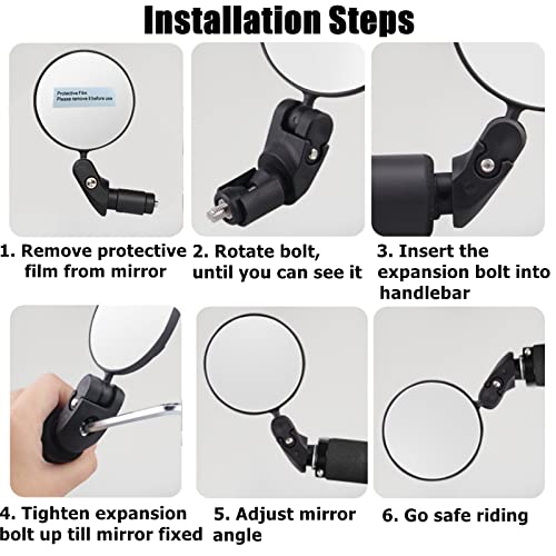 2-Pack Bar End Bike Mirrors - Adjustable