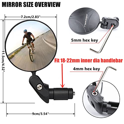 2-Pack Bar End Bike Mirrors - Adjustable