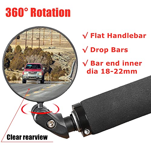 2-Pack Bar End Bike Mirrors - Adjustable