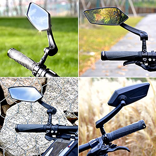 2021 New Blast-resistant Adjustable Bike Rearview Mirror with Large Lens,MTB Bicycle Mirror for Handlebars (BLACK, Left side)