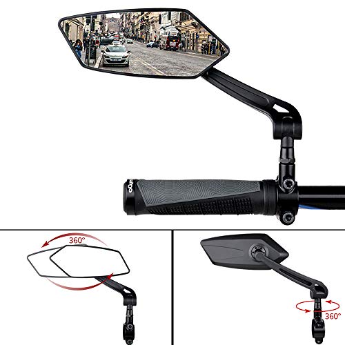 2021 New Blast-resistant Adjustable Bike Rearview Mirror with Large Lens,MTB Bicycle Mirror for Handlebars (BLACK, Left side)