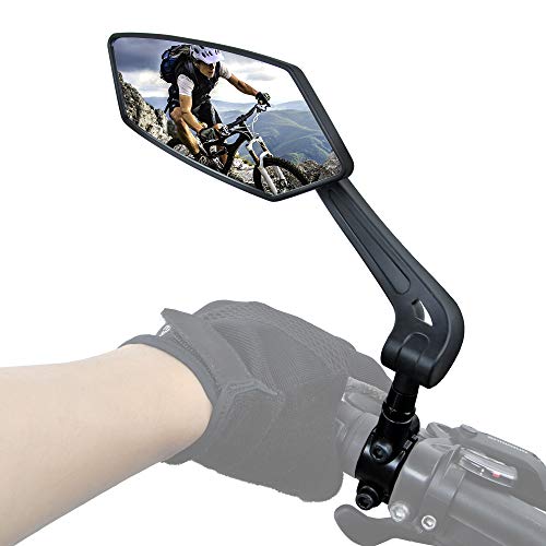 2021 New Blast-resistant Adjustable Bike Rearview Mirror with Large Lens,MTB Bicycle Mirror for Handlebars (BLACK, Left side)