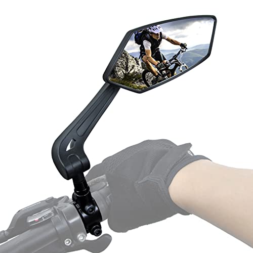 2021 New Blast-resistant Adjustable Bike Rearview Mirror with Large Lens,MTB Bicycle Mirror for Handlebars (BLACK, Left side)