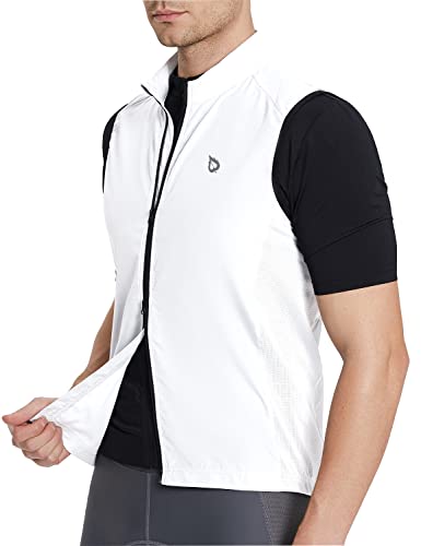 Men's Windproof Cycling Vest with Pockets, White L