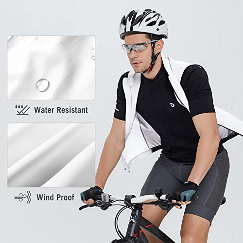 Men's Windproof Cycling Vest with Pockets, White L