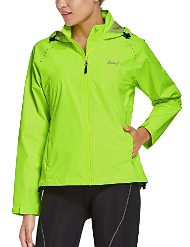 Women's Reflective Cycling Rain Jacket Hooded Yellow
