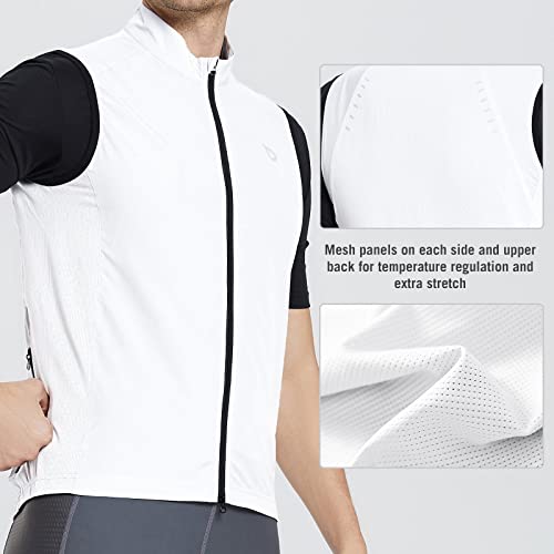 Men's Windproof Cycling Vest with Pockets, White L