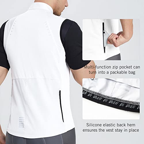 Men's Windproof Cycling Vest with Pockets, White L