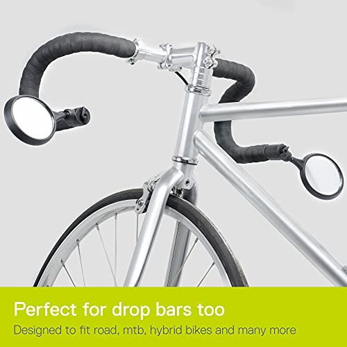 Delta Cycle & Home Universal Bike Handlebar Bar End Mirror, Fully Adjustable Handlebar Rearview Mirror For Bicycles, Large Ultra-Clear Glass Safety Mirror fits Road, Mountain, Cruisers, and E-Bikes