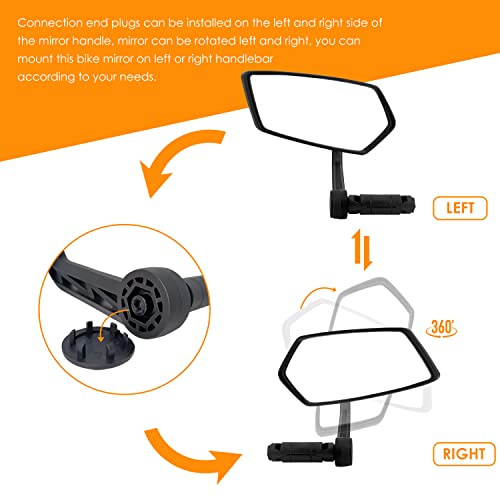 HD Bar End Bicycle Mirror - Multi-Angle Adjustable