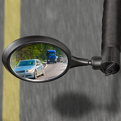 Delta Cycle & Home Universal Bike Handlebar Bar End Mirror, Fully Adjustable Handlebar Rearview Mirror For Bicycles, Large Ultra-Clear Glass Safety Mirror fits Road, Mountain, Cruisers, and E-Bikes