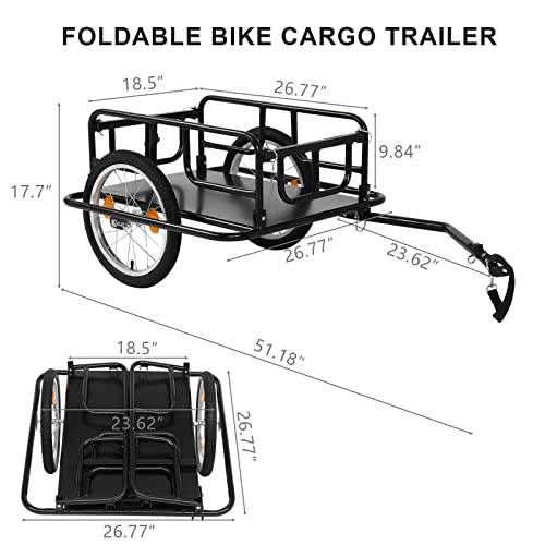 PEXMOR Foldable Bike Cargo Trailer with Hitch