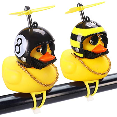 Yellow Rubber Duck Bike Horns with Helmet Propeller
