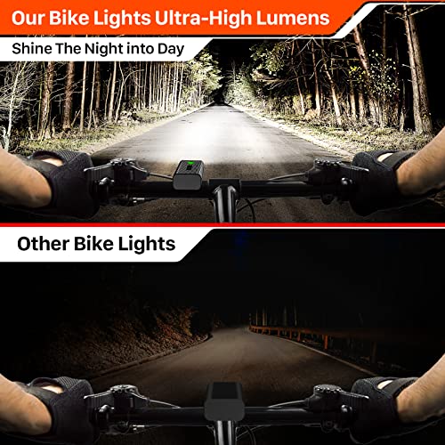IPSXP 2023 New 8500 Lumens Bike Lights,Headlight Runtime 14+ Hours & 5200mAh with Power Bank Function,IPX6 Waterproof,Super Bright Bike Lights for Night Riding,USB Rechargeable & 5 Light Modes