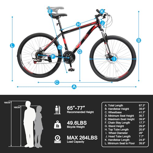 Ktaxon 26" Mountain Bike - 21-Speed, Disc Brake, Suspension