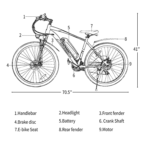FEOFFY 350W Electric Mountain Bike for Adults