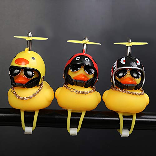Yellow Rubber Duck Bike Horns with Helmet Propeller