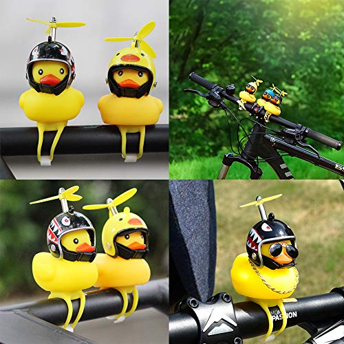 Yellow Rubber Duck Bike Horns with Helmet Propeller