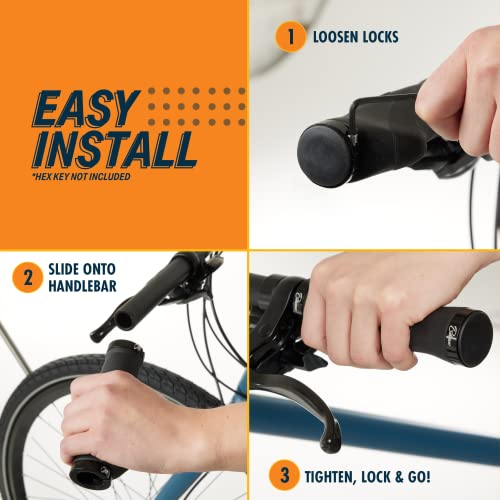 Bikeroo Bike Grips for Handlebar - Non-Slip, Comfortable, Rubber Bike Handle Grips for Outdoor Use - Dirt, Road, Mountain Bicycle Grips (130mm)﻿
