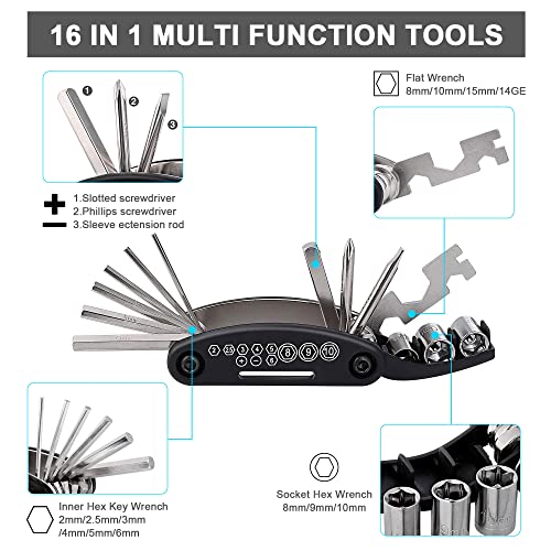 Bicycle Repair Kit with 16 Multi Tools