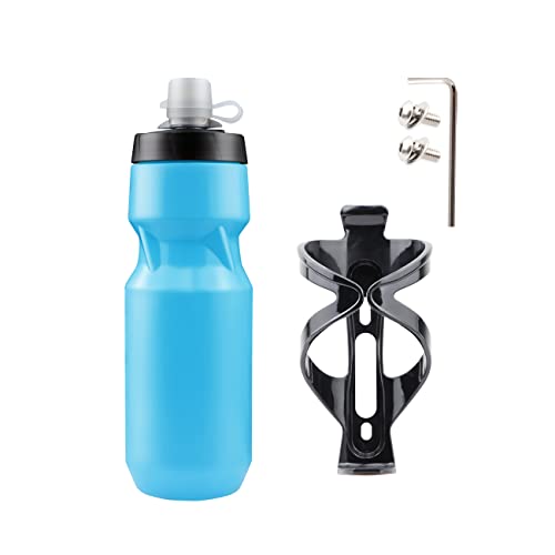 Sporty Blue Squeeze Water Bottle with Holder