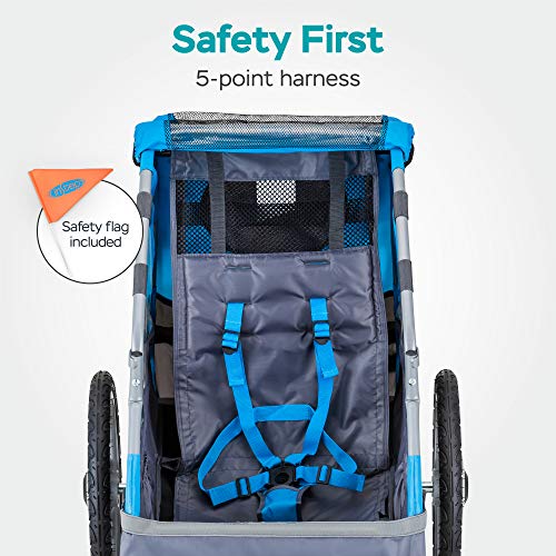 Double Seat Bike Trailer for Kids, Blue