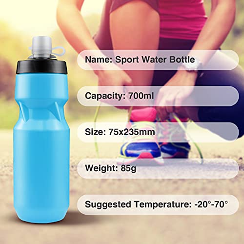 Sporty Blue Squeeze Water Bottle with Holder